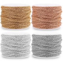 2 m Edelstahlkette für Schmuckherstellung, Kabel, Roségold, Silberketten, Halskette für
