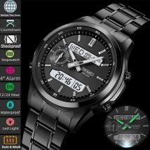 Skmei Multiple Time Zone Analog Digital Display Mens Sports Watches LED Waterproof Quartz Electronic Wristwatch 4 Alarm Clock
