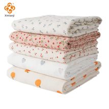 0,5/1/3/5 Meter weicher Blumen-Pyjama-Nachthemd-Baumwoll-Gaze-Stoff, bedruckter Krepp-Baumwoll-Langarm-Homewear-Stoff im Ins-Stil