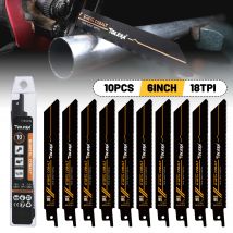 TOLESA 10 Stück Bimetall-Sägeblätter zum Metallschneiden, 150 mm/225 mm, 18 TPI-Säbelsägeblätter mit Kobalt für feines Metallschneiden