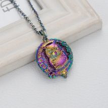 Sorte Stil 30mm Farb beschichtung Zubehör niedlichen Anhänger offen Parfüm ätherischen Öl Diffusor Medaillon Frauen Eule Halskette Schmuck