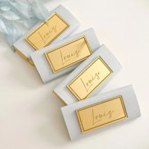 Personalisierte gravierte Gästeplatzkarte / rechteckige Babyname-Tags für Hochzeit / Geburtstagsfeier / Taufe als Geschenktüten