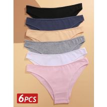 6pcs Cotton Women's Lingerie M-XXL Solid Seamless Panties Sexy Breathable Low-Waist Briefs Female Soft Comfortable Underpants