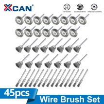 XCAN 45-teiliges Drahtrad-Topfbürsten-Set, Polierbürste aus Edelstahl für Mini-Dremel-Rotationswerkzeuge, Metall-Rostentfernungsbürsten-Set