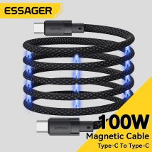 Essager USB C To C 100W Magnetic Fast Charger Cable For iPhone 15 65W Type C To C Data Charging Wire For Laptop Samsung