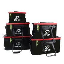 JSFUN Angeleimer, zusammenklappbar, verdickend, lebender Fischeimer ohne Sauerstoffpumpe, tragbarer EVA-Wassertank, Outdoor-Angeln, lebende Fische