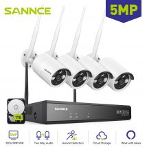 SANNCE 5MP WiFi CCTV Sistema 10CH NVR Sistema di telecamere di sicurezza audio bidirezionale Kit di videosorveglianza Telecamere IP wireless esterne