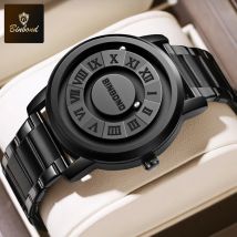 BINBOND Herren-Quarzuhr, modisch, Persönlichkeit, kreativ, Scrollen, Eisenkugel, magnetischer Zeiger, wasserdicht, für Herren, Quarzuhren