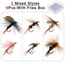 6 teile/schachtel Fliegen fischen locken Insekten verschiedene gemischte Stile Fliegen fischen für Forellen nymphe Trocken fliegen Fliegen fischen Köder