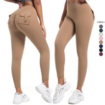 Taschen Gym Leggings Running Training Hose Hohe Stretch Athletische Frauen Sexy Hosen Hohe Taille Einfarbig Butt Lifting Leggings