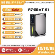 FIREBAT S1 Mini PC Windows 11 Intel 12th Alder Lake N100 DDR4 16GB RAM 512GB SSD BT4.2 Dual HDMI Komputery stacjonarne Ekran danych