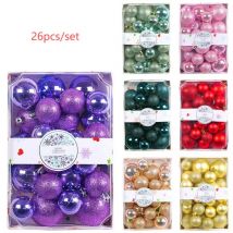 26 Stück Weihnachtskugeln, bemalte Weihnachtsbaumkugel-Ornamente mit hängenden Seilen für die Weihnachtsfeier-Dekoration