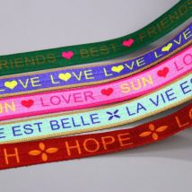 DHK 5/8'' 5yards Liebe Sonne Hoffnung Freund Gedruckt Falten Elastische FOE Stretch Band Zubehör Handwerk DIY Nähen E2172