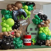 112Pcs Videospiel Ballon Girlande Kit Spiel Controller Folie Ballon Grün Kaffee Schwarz Ballon Geburtstag Baby Shower Party decor