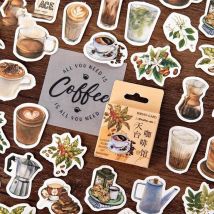 46 Stück Vintage Kaffee Aufkleber Mini Getränk Zeit Aufkleber DIY Dekoration Siegel Tagebuch Journal Album