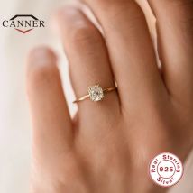 CANNER Echt 925 Sterling Silber Mode Mini Zirkon Verlobungsring für Frauen Ringe Weibliche Gold Farbe Edlen Schmuck Geschenk anillos