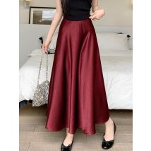 AOSSVIAO Satin-Halbrock für Damen, Frühjahr 2026, neue koreanische Mode, temperamentvoll, elegant, einfarbig, lässiger A-Linien-Rock