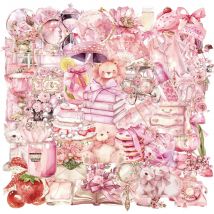 10/30/50 szt. Różowe Przezroczyste Naklejki z Kwiatami, Kreskówkowe, Estetyczne, Wodoodporne, Artystyczne, Marzycielskie Naklejki, Graffiti, Artykuły Papiernicze, na Laptopa