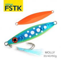 WEIHAI FSTK Metall-Jig-Köder, Uferwurf, Jigging-Köder, langsamer Jig, 30 40 60 g, leichte Spiel-Jig, Forelle, Thunfisch, Löffel, künstlicher Köder