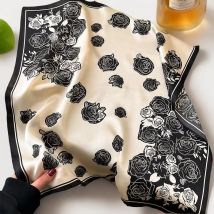 Luxus Kamelie Druck Silk Schal Frauen Neue Mode Satin Hals Haar Krawatte Band Weiche Arbeit Halstuch Hijab Kopf Weiblich Foulard