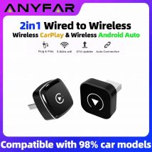 Dongle Wireless CarPlay 2in1 Adattatore Android Auto Wireless AI Smart Box per auto con sistemi intelligenti per auto CarPlay cablati