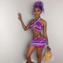 Cutenova tropischen Bikini mit hoher Taille drei Stück Frauen sexy vertuschen Badeanzug 2023 Sommer Push-up Strand Badeanzug Bade bekleidung