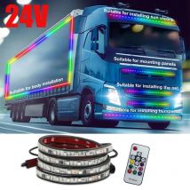 DRL LED strisce luminose per camion spia RGB Colorful flessibile Streamer 1M 1.5M 2M Light Bar lampada atmosfera con telecomando 24V