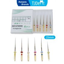 TJDent 6pcs/Box 25mm Dental Endodontic Files Gold Endo File Root Canal Heat Activated Rotary File NITI Instrument Dentistry Tool