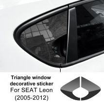 For Seat Leon MK2 1P Altea 2005 2006 2007 2008 2009 2010 2011 2012 Triangle Window Sticker Carbon Fiber Pattern Glossy Black