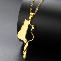 My Shape Lovely Cats Pendant Necklaces for Kids Cute Animals Kitten Charms Necklaces Stainless Steel Jewelry Valentine's Day