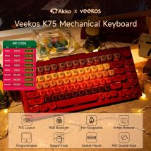 AKKO 5075 X Veekos K75 Gaming Mechanical Keyboard Keyboard 75% RGB 3/5-Pin Hot Swap Wired Customized Keyboard with Knob Gasket