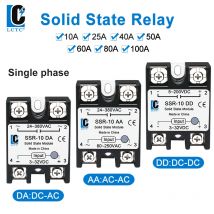 LCTC 1PCS SSR Przekaźnik półprzewodnikowy 10A 25A 40A 50A 60A 80A 100A DC na AC AC DC na DC Jednofazowy przekaźnik bezdotykowy sterujący