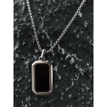 New Design Masculine Jewelry Great Quality Retro Vintage Agate Onyx Classic Box Link Chain Elegant Stainless Steel Men Necklace