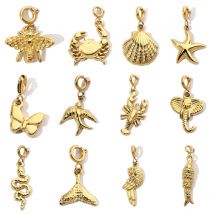 3 Teile/los Edelstahl DIY Clip-On Charms Biene Schlange Krabbe Fisch Hummer Anhänger für Frauen Armband Halskette Zubehör