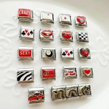 Women Men Fashion Red Black Series Pattern Poker Crazy Sexy Car Dragon Bead Charm Italian Charm Bracelet Stainless Steel Jewelry