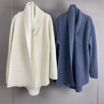 Herbst Damenmode vielseitige gerippte Wolle mittellangen Schal Kragen Pullover