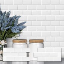 6 Stück 30,5 x 15,3 cm 3D selbstklebende wasserdichte Aufkleber für die Küche, Innenwand-Renovierungsaufkleber