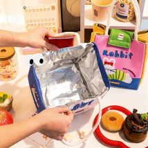 Niedliche Cartoon-Lunchtasche mit großem Fassungsvermögen, isoliert, mit Griffen für Studenten und Büroangestellte, Lebensmittelaufbewahrungstasche für Picknicks