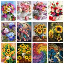 Azqsd Diamant Malerei Rose Blume Sonnenblume Mosaik Wohnkultur 30x40cm volle quadratische runde Bohrer Handarbeiten Strass