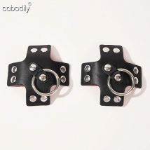 Women's Sexy 1pair PU LeatherNipple Cover Protector Reusable Breast Wear Silicone Nipple Pasties Bra Pads Chest Stickers
