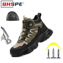Scarpe da ginnastica da lavoro con fibbia rotante Scarpe protettive Scarpe da lavoro leggere di sicurezza anti-impatto e anti-perforazione Boo tattico in acciaio da uomo
