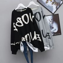 Plus Größe 6XL 150KG T-shirt Femme Herbst Brief T Shirt Frauen Schwarz T shirt Langarm Übergroßen T-Shirts koreanischen Stil tops