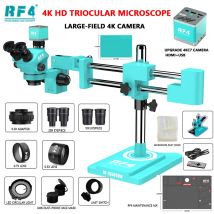 Mikroskop stereoskopowy trójokularowy RF4 7050TVW z podwójnym statywem, symultanicznym ostrościem, dużym polem widzenia 2K, kamerą 4KC7 HDMI USB do naprawy PCB