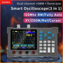 ZEEWEII DSO3D12 Oscilloscopio digitale da tavolo da 3,2 pollici Larghezza di banda 120M Multimetro a doppio canale e generatore di segnale 3 in 1