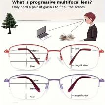 3-in-1 progressive multifokale Lesebrille für Damen, Computer-Presbyopie-Brille, einfach weit und nah aussehen +1,0 bis +4,0