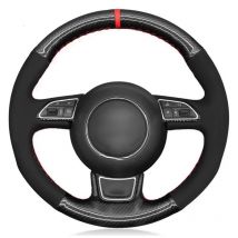 Auto-Lenkradbezug aus schwarzem Kohlefaser-Wildleder für Audi A1 A3 A4 2015–2016, A7 2012–2018, S7 2013–2018, RS7 2014–2015