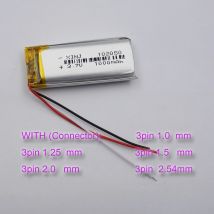3,7 V 1000 mAh 3,7 Wh 3-Draht-Thermistor-Polymer-Li-Akku 102050   JST 3Pin 1,0 1,25 1,5 2,54 mm für Bluetooth-Lautsprecher DashCam GPS