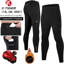 X-TIGER Winter-Radhose mit Gesäßtasche, 5D-Gel-gepolstert, für Herren, Fleece, Sport, warm, lange Hose, MTB, Rennrad, Ski, Motorrad, Fahrradhose