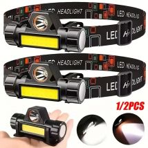 1/2PCS LED + COB Tragbare Scheinwerfer mit 400MAh Magnetische Leichte Kopf Taschenlampe für Outdoor Camping Laufen angeln Notfall