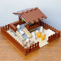 MOC Bauernhof Tiere Bausteine Stadt ChickenCoop Hen House Spielzeug DIY Blöcke Spielzeug für Kinder Jungen Mädchen Geschenk Juguetes Kinder Spielzeug